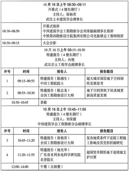 第三届地下空间开发和岩土工程新技术发展论坛日程